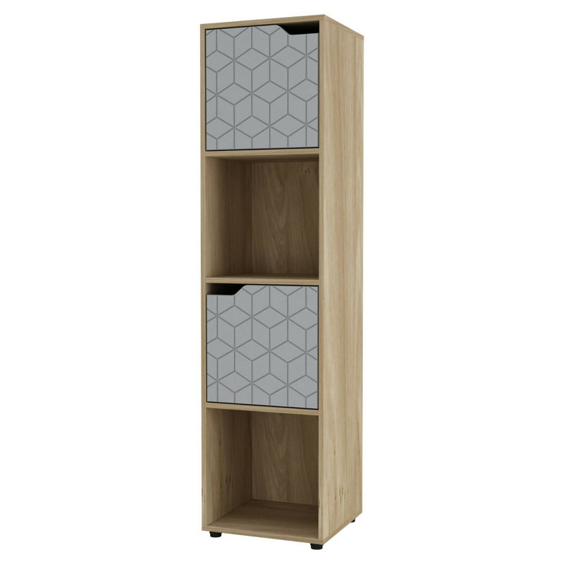 Bloem 119cm H x 30cm W Cube Bookcase, Oak/Grey