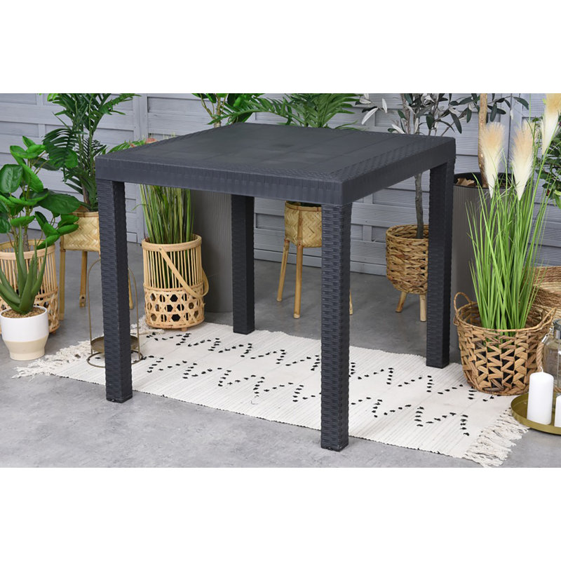 Outdoor Table Marte, Fixed Square Table, Rattan Effect, 80x80h74 cm, Anthracite