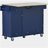 Folding blade portable kitchen island - solid wood top, locking wheels, and storage cabinet, 52.7 inches width (dark blue)-566602921