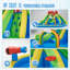 Parc aquatique gonflable 13 x 15 pi avec glissoires doubles, canons à eau et panier de basketball pour enfants