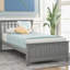 Lit plateforme simple gris, avec une tête de lit élégante en bois, gris pour une utilisation à long terme
