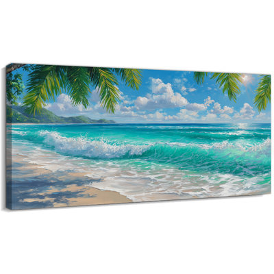  Tropical Beach Canvas Wall Art, Coastal Picture Wall Decor for Living Room Above Sofa, Serene Gallery Wrapped Artwork, Ready to Hang, 12×24 inches
