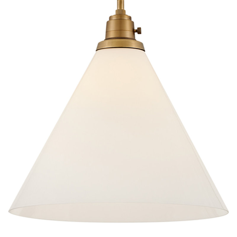 Arti 15-in Pendant Light with On/Off switch, Heritage Brass/Cased Opal Glass