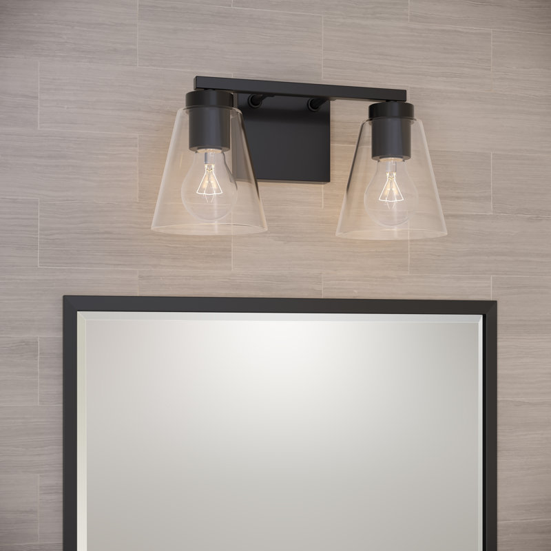Meuble-lavabo 2 lumières 13 po Strayhan - Noir mat, 13 po de largeur, Noir mat, Deux lumières