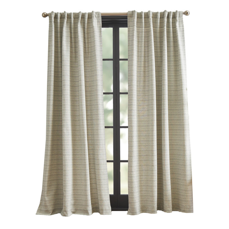 DKNY Pure Stream Textured White/Blue Curtain Panel Pair (Set of 2), 50" W x 108" L