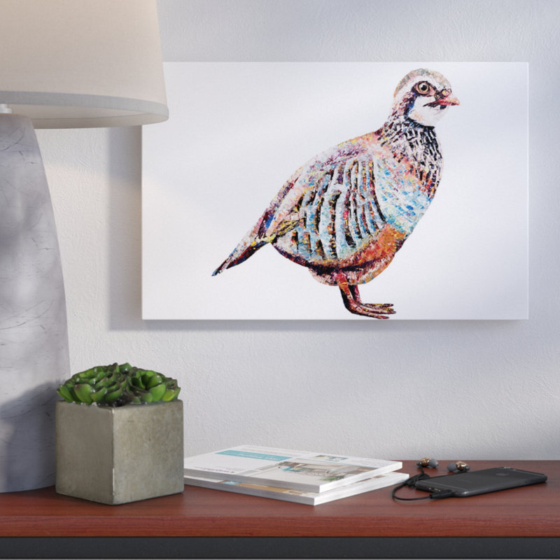 Partridge - Graphic Art, 18" H x 26" W x 1.5" D, Black Framed Canvas, No Mat