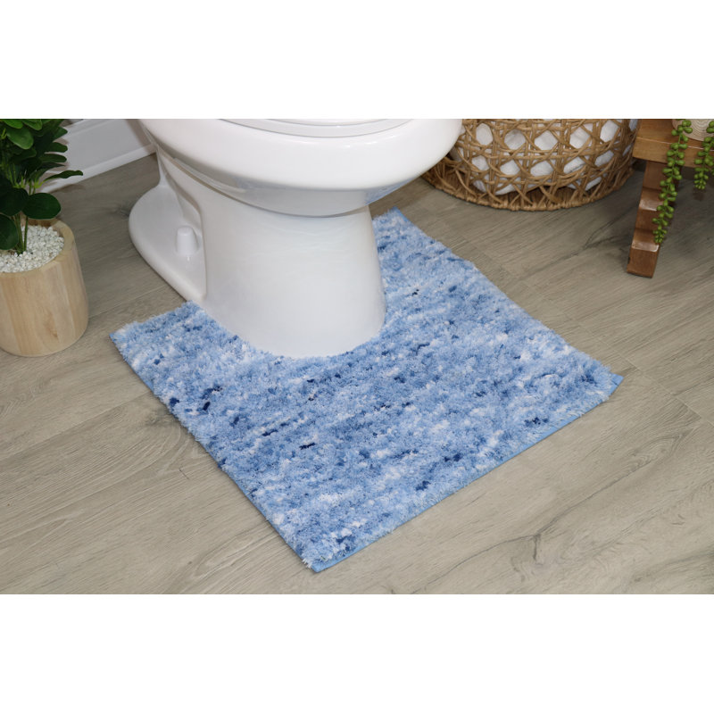 Cloud Comfort 100% Polyester Microfiber Bathroom Rug, Water Absorbent Soft Shaggy Bath Rug, Blue, Single - 17" L x 24" W