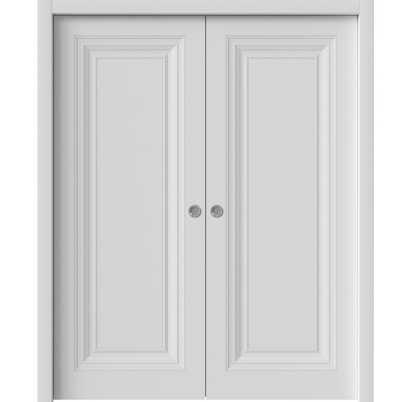 Porte coulissante à double poche pour chambre à coucher en bois massif ESSENTIAL 1111, 48 po x 84 po