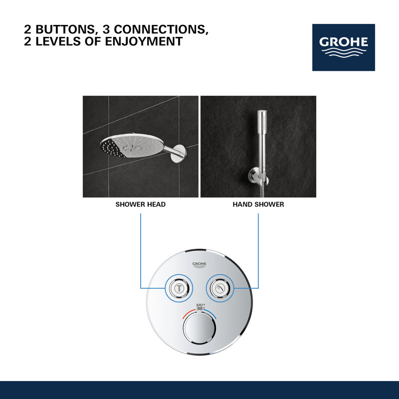 GROHE Grohtherm SmartControl Dual-Function Shower Thermostatic Valve Trim, StarLight Chrome