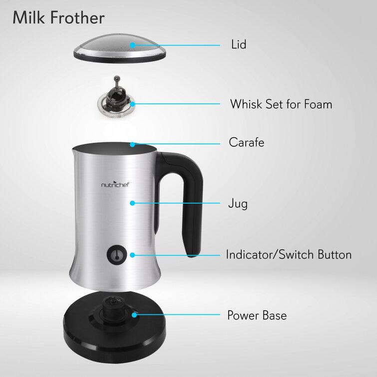 Nutrichef electric milk frother & milk warmer 