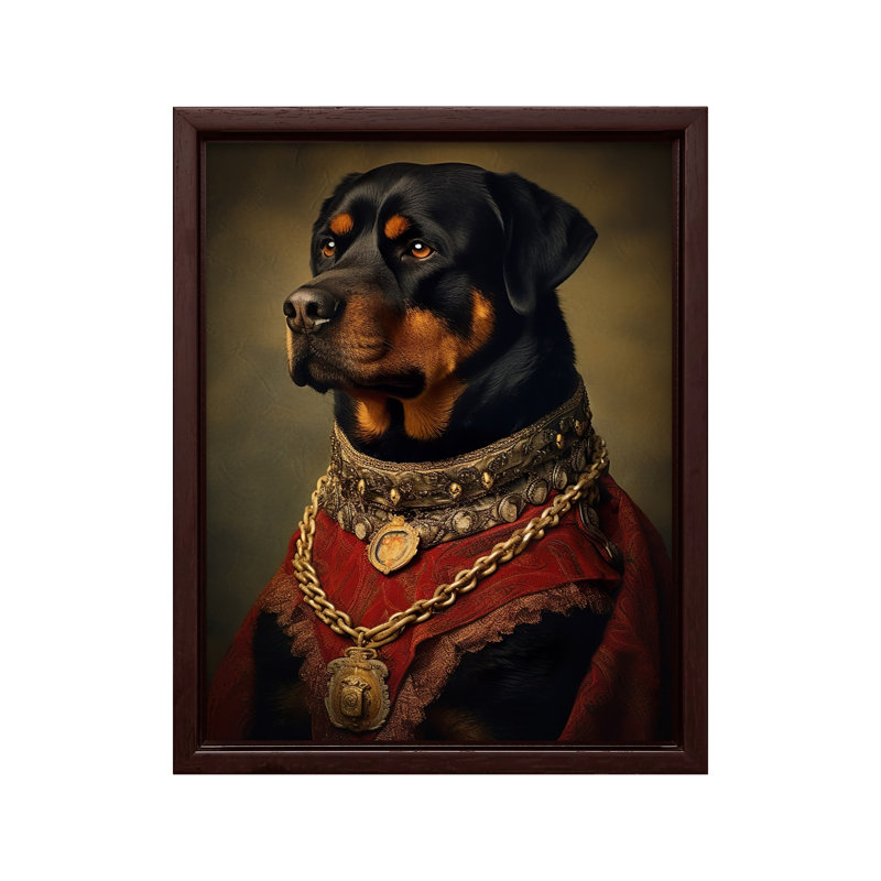 Rottweiler aristocratique, Canvas, 16"H x 20"W, Brown Framed