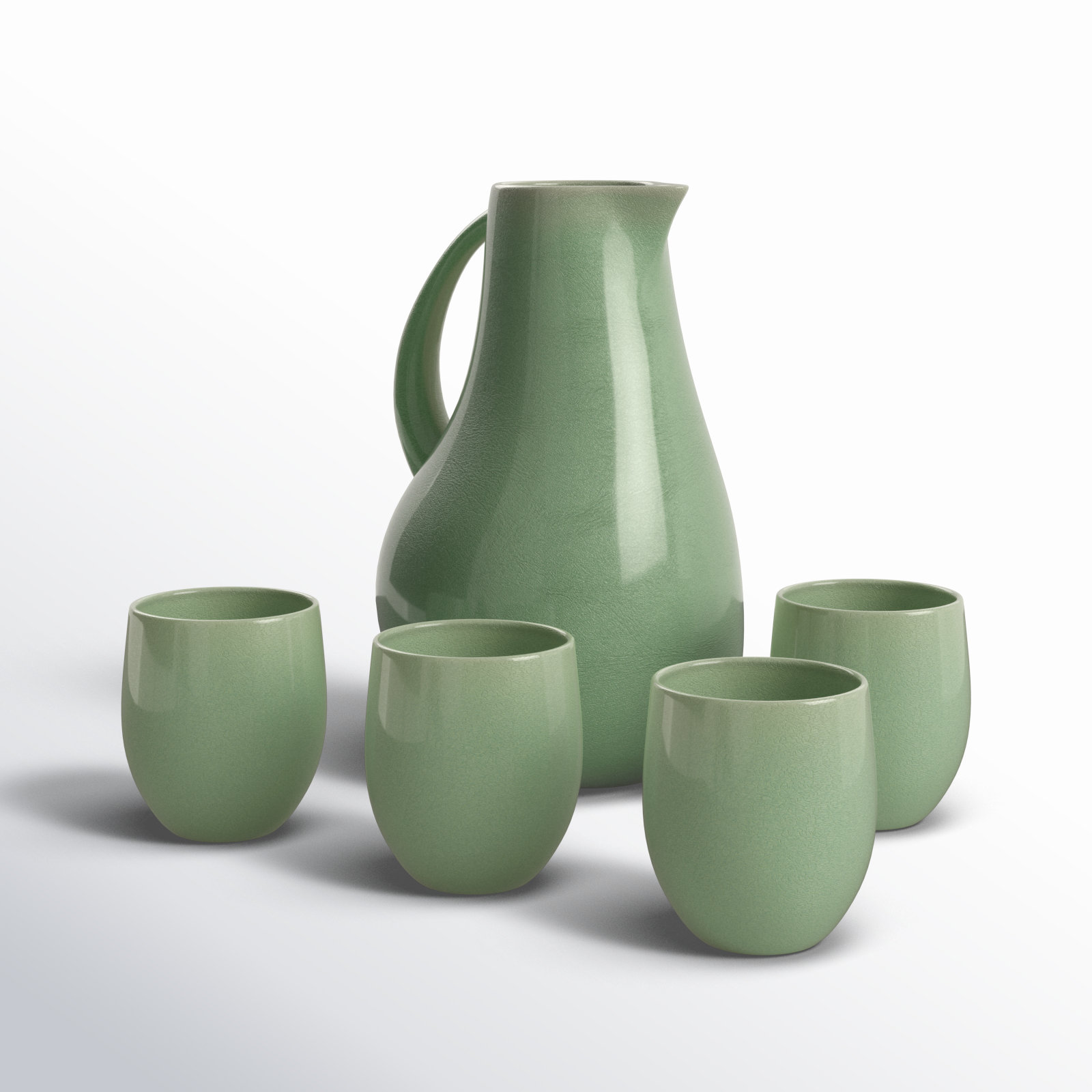Borgen 5-Piece Stoneware Goblet and Pitcher Set, Sage