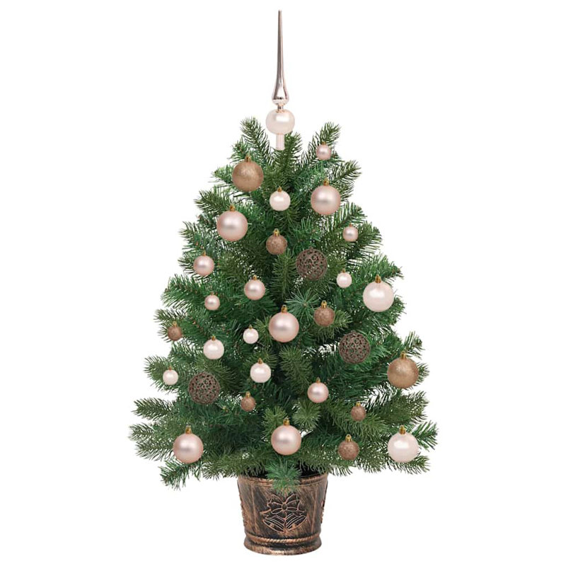  Artificial Christmas Tree with 150 LEDs Green PE and PVC, 3.12' H, Bronze
