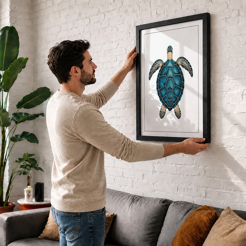 Turtle Geometric - Framed Print, Unframed, A4 - 29.7 x 21.0 cm