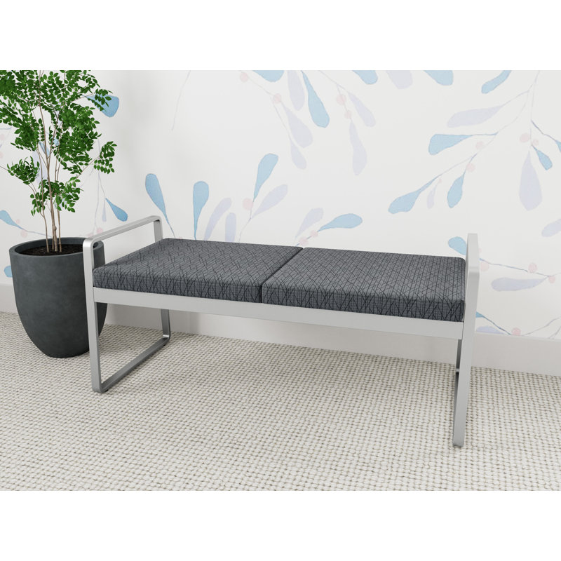 Banc en métal Gansett, Argent, Bleu marine Visite Libre - Tissu uni