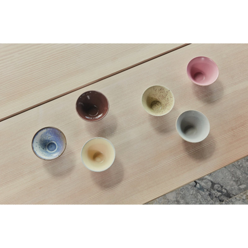 Yuka Handmade Stoneware Dessert Bowl, Brown/Blue/Yellow