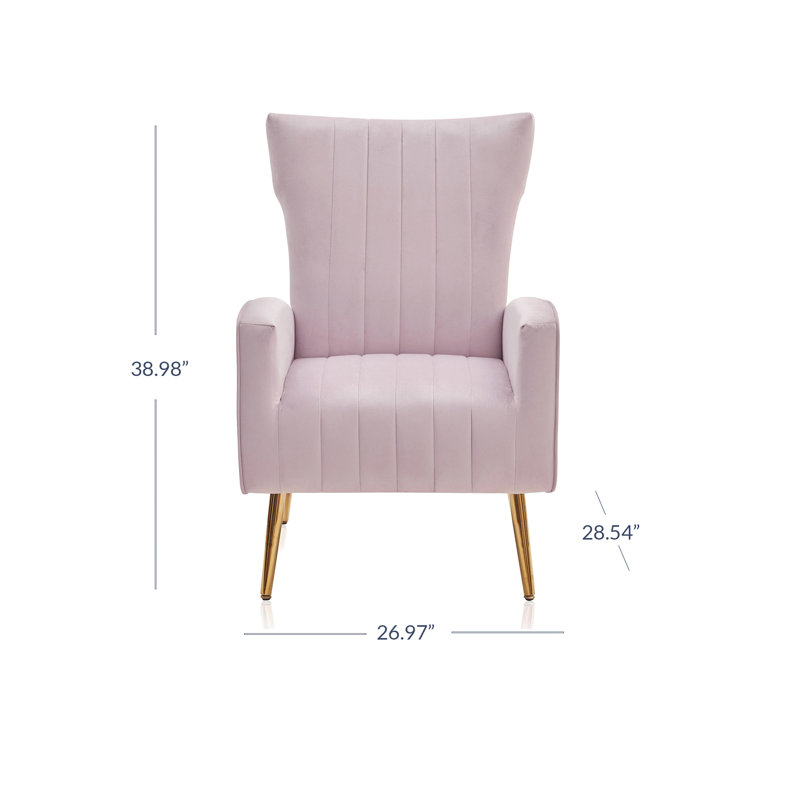 Loagen 26.97" W Tufted Velvet Armchair Upholstery, Pink