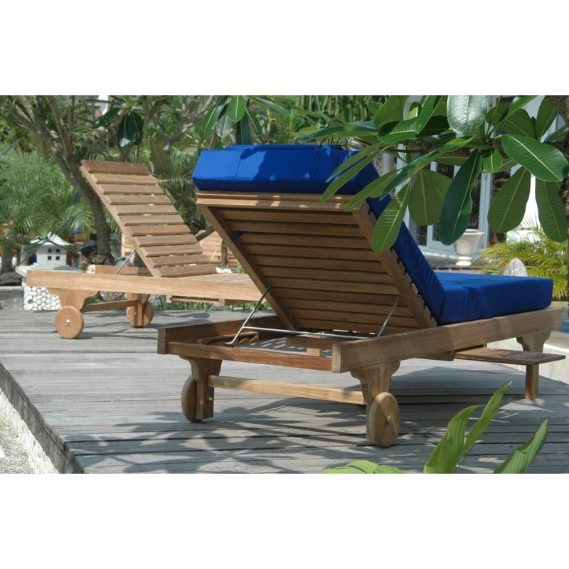 Capri Outdoor Teak Adjustable Chaise Lounge with Side Tray
