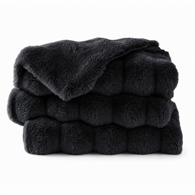 Faux Fur Throw Blanket, Rabbit Fur Blanket For Bed, Couch, Super Soft Cozy Fuzzy Mink Blanket