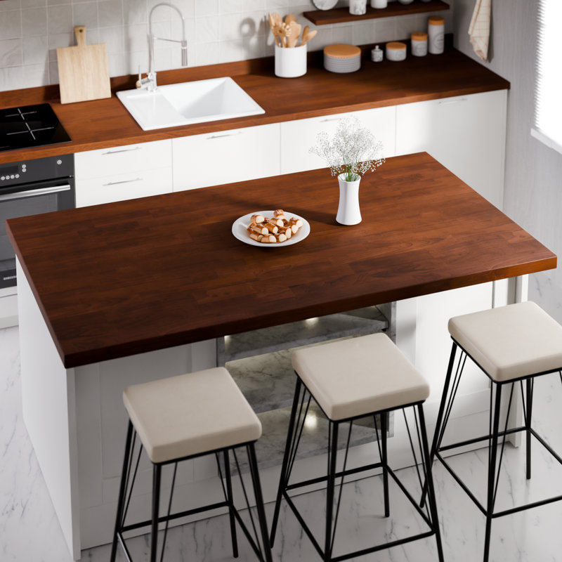 Comptoir Hevea noyer foncé 4 pi x 30 po x 1,5 po, H 1,5 po x l 30 po x P 48 po