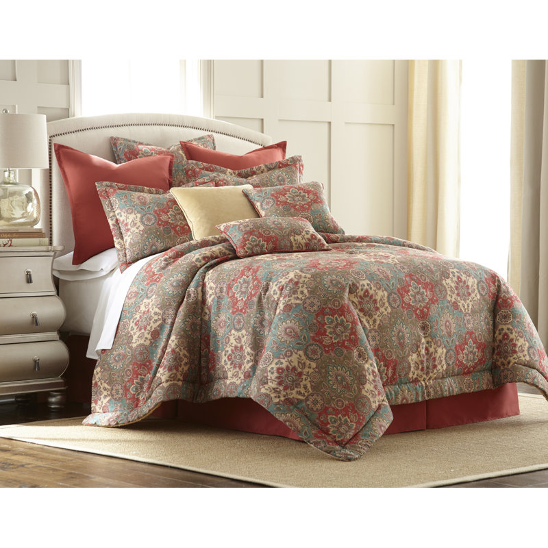 Aladdin Traditional Box Stitch Geometric Shapes Comforter, Queen Comforter + 2 Shams