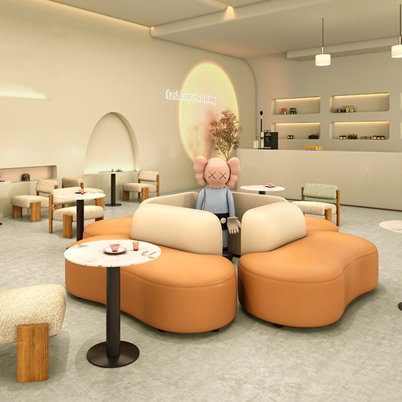 Causeuse Casheena, Similicuir beige / orange