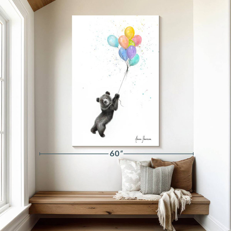 L'ours et les ballons, H 51 po x l 34 po