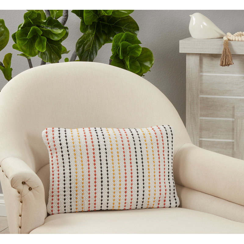 Multicolor Woven Cotton Stripe Pillow Cover 12x20
