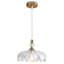 Luminaire suspendu en forme de dôme à 1 lumière de 10,23 po de large avec abat-jour en verre pétale avec cordon-126667988
