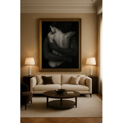 Eternal Embrace - Collectors Edition Fine Art by Kasian Framed Canvas Wall Art by Kasian Art Studio - White Frame