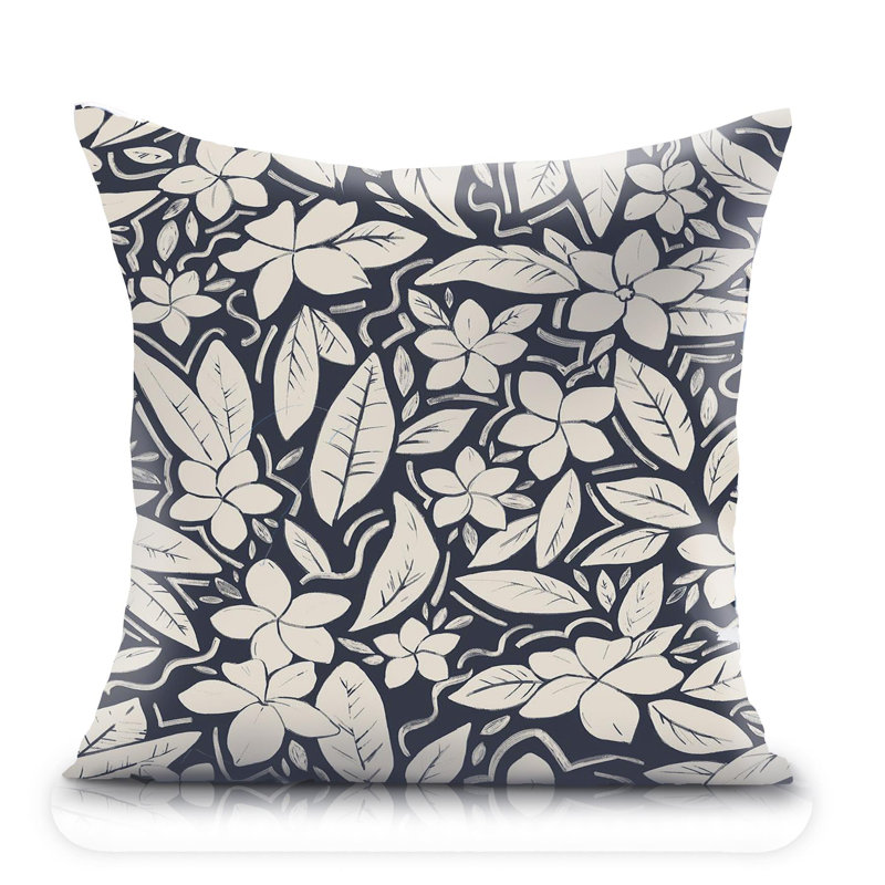 Indoor / Outdoor Floral Square Cushion, Blue Floral