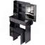 Petit meuble-lavabo de 29,2 po avec tiroir à gauche + tabouret rembourré, 2 blocs d'alimentation CA + 2 ports USB, support pour sèche-cheveux, très grand miroir coulissant à commande tactile à DEL, réglage de la luminosité tricolore, réglage de la luminosité-102852773