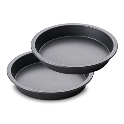 Round Cake Baking Pan, 8 Inch, Shallow Cookie Pans, Layer Cake Pans with Wider Grips, Nonstick Circle Pizza Tin, Huty Duty, Dishwasher Safe