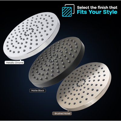 High Pressure Shower Head Rain Shower Head Matte Black Modern Design Round Rainfall Showerhead, Single Function Easy To Clean 8" Face