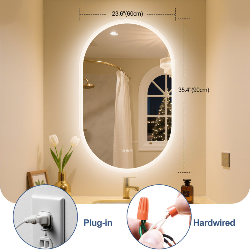 Miroir ovale intelligent à DEL Bluetooth - Illuminez votre salle de bain avec style