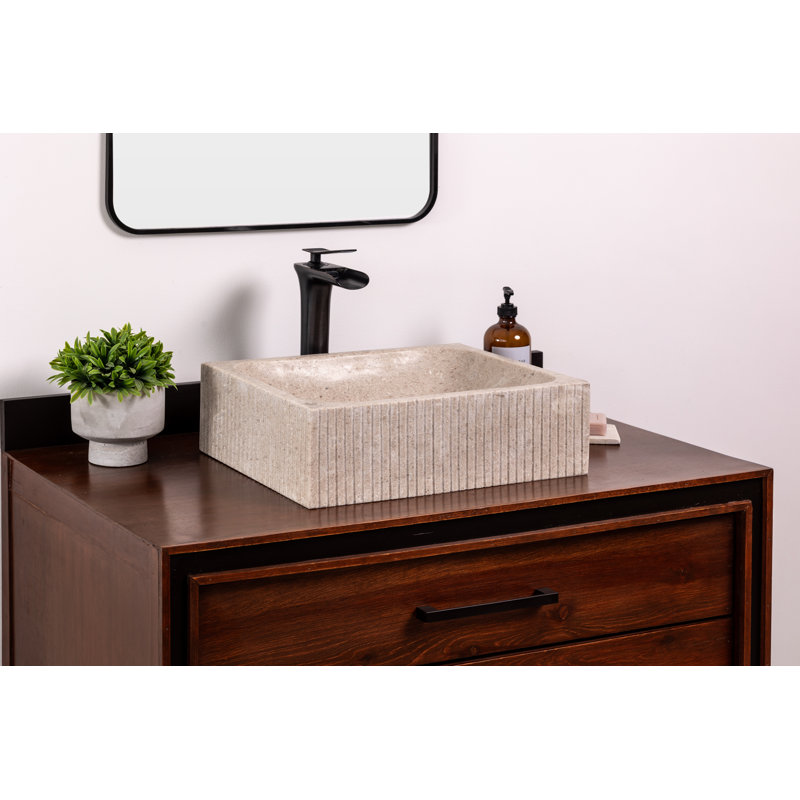Lavabo de salle de bain vasque en pierre naturelle rectangulaire en marbre cannelé