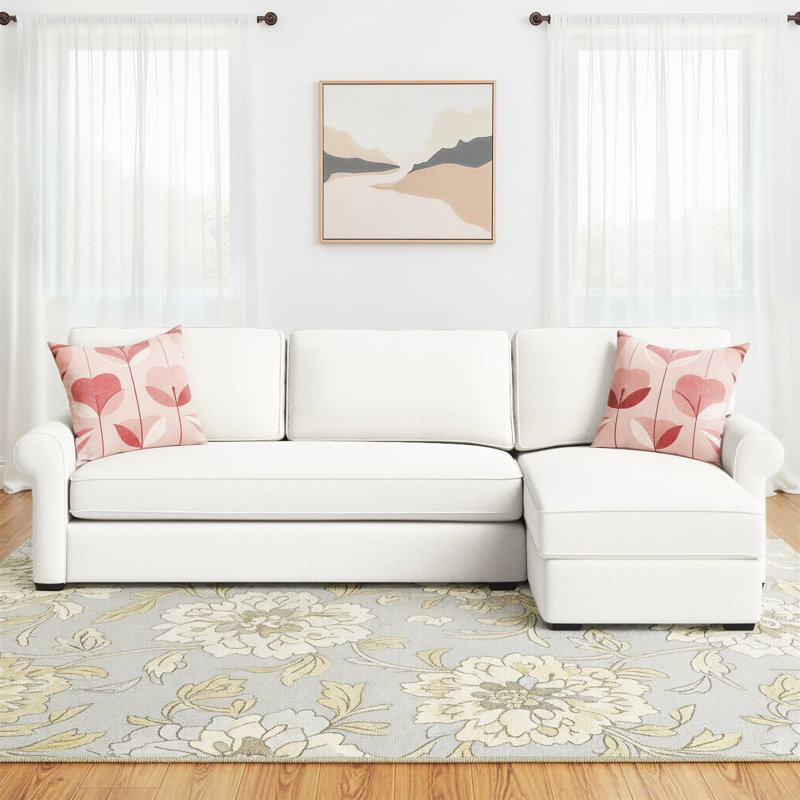 Porter Upholstered L-Shaped Sectional, Left Hand Facing, Bayou Light Gray Canvas