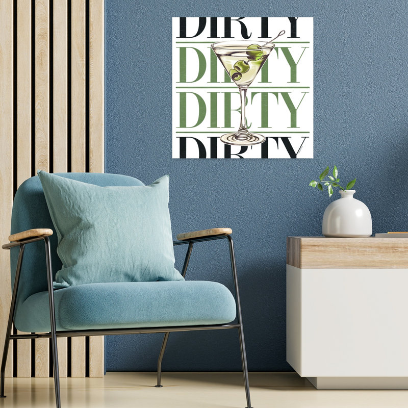 «Dirty Martini Glass», art mural abstrait contemporain, H 18 po x l 18 po