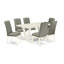 Ensemble de mobilier de salle à manger 7 pièces composé d'une table de salle à manger rectangulaire avec pieds en V et 6 chaises rembourrées en tissu de lin gris, lin brossé blanc-1926413921-1926413922