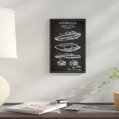 «Charcoal», dessin de brevet d'automobile par Weddell, reproduction d'art graphique sur toile