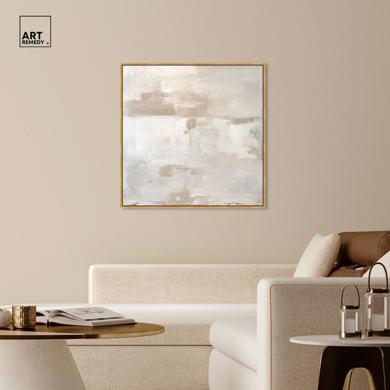 Arid Hues (I) Canvas Minimalist Abstracts by Art Remedy, 41" H x 41" W x 1.8" D, Gold Floater Framed