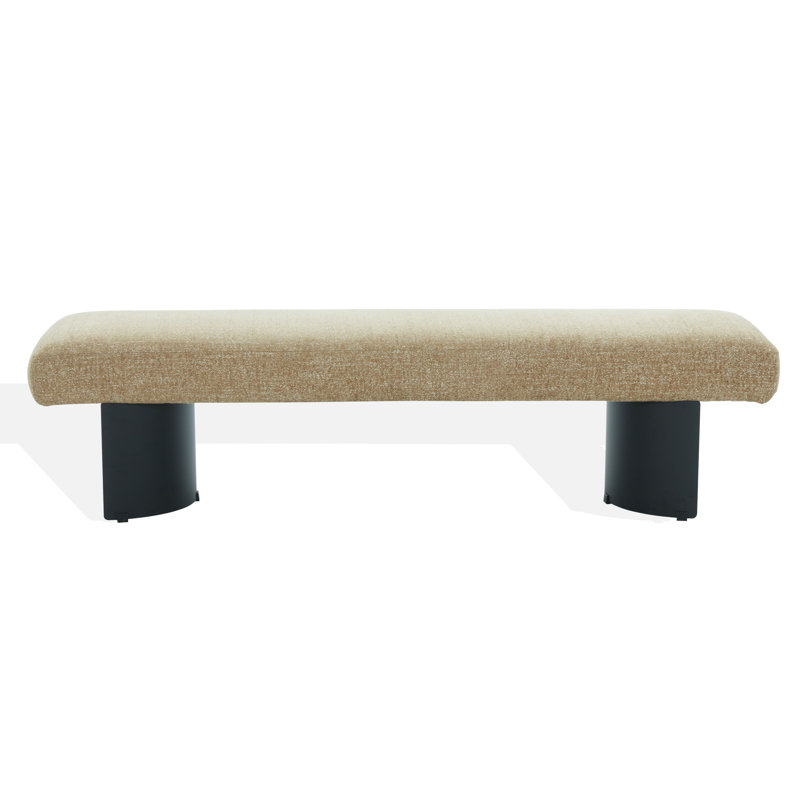 Axelle Metal Legs Bench, Light Brown Chenille