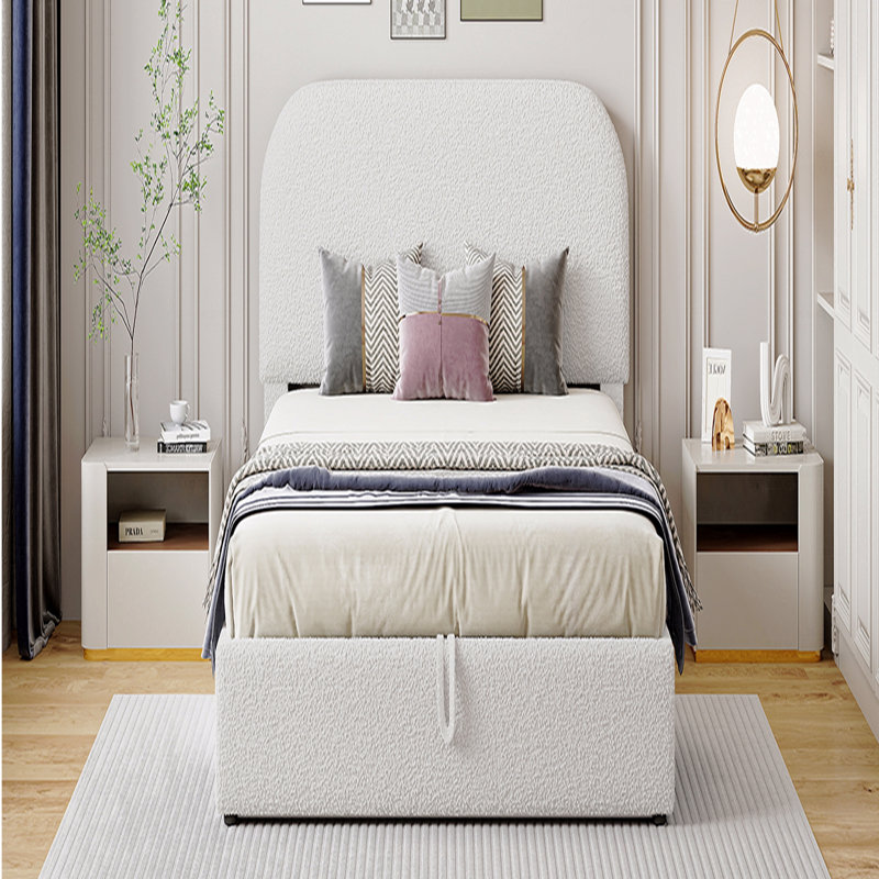 Grand lit plateforme tapissier Teddy, Grand lit