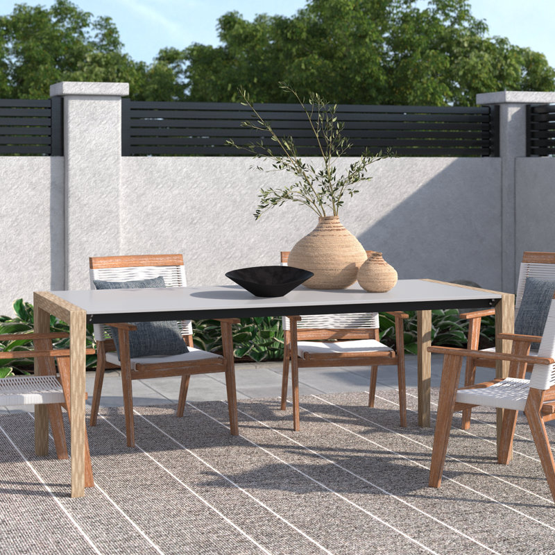 Barclay Rectangular Concrete Outdoor Dining Table, Brown
