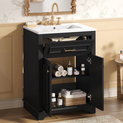 Meuble-lavabo classique 24 po avec comptoir en céramique