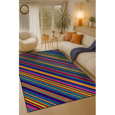 Tapis vert tissé à rayures Mosso