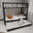 Black Metal Twin Over Twin Bunk Bed, Heavy Duty Steel Frame with Guardrails & Ladder