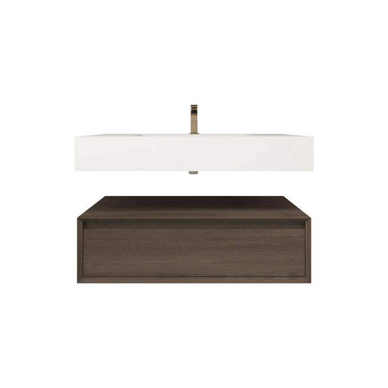 Alysa 36" Wall-Mounted Single Bathroom Vanity Set, Red  Oak