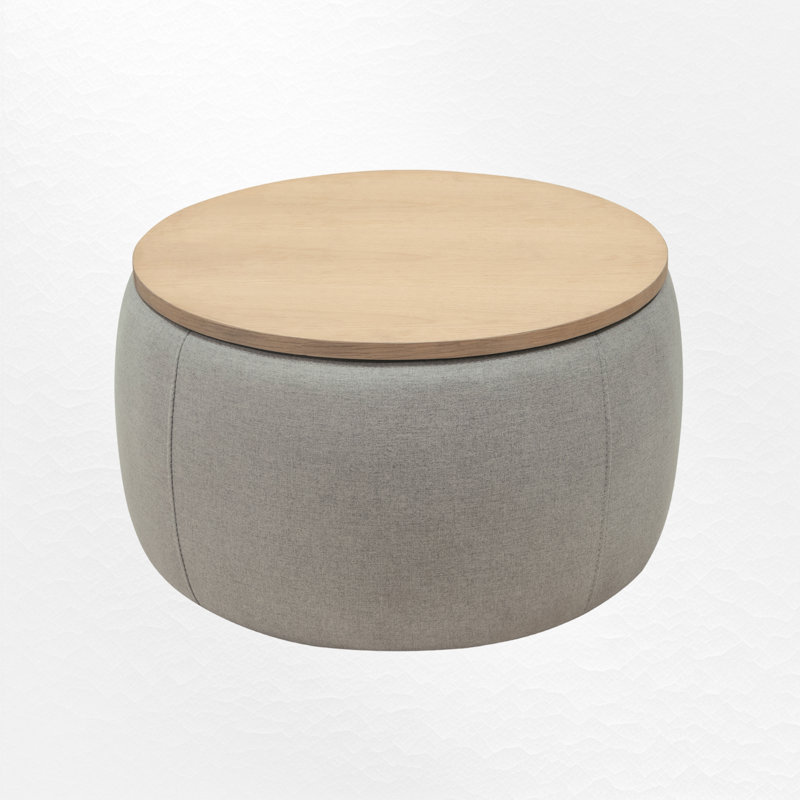 Table basse avec rangement Mylo, Gris clair, Bois de chêne