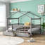 Lit plateforme classique en bois massif gris avec tiroirs de rangement pour chambre d'enfant-129380526-129380524